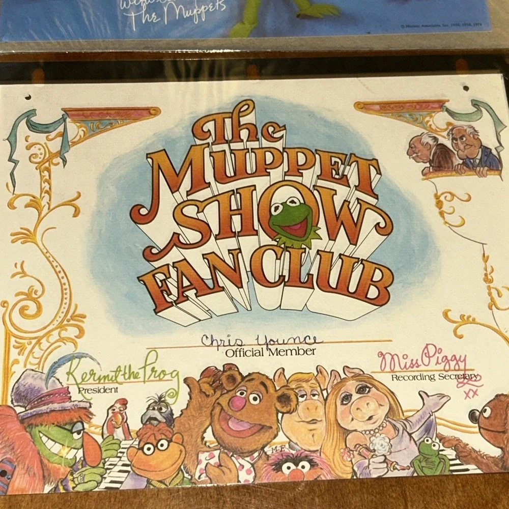 OFFICIAL 1978 MUPPET SHOW FAN CLUB‎ MEMBERSHIP KIT Certificate
